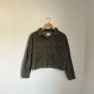 American Eagle Corduroy Crop Jacket - Green - Size Small